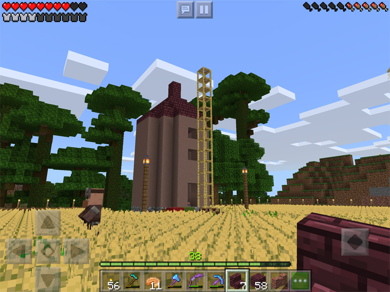 マインクラフトで風車と小麦畑を建築