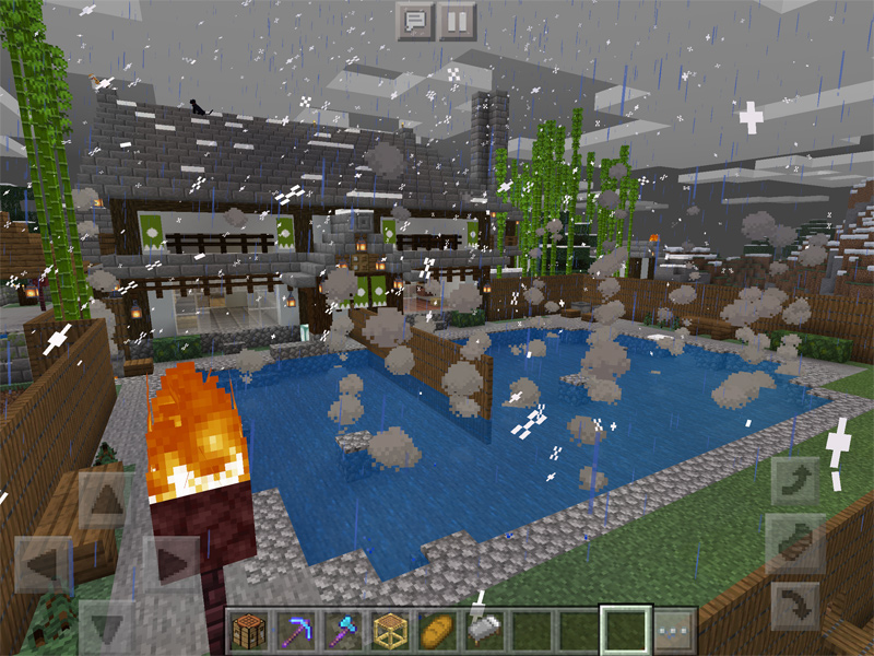 マインクラフトで絶景混浴露天風呂が楽しめる温泉を建築